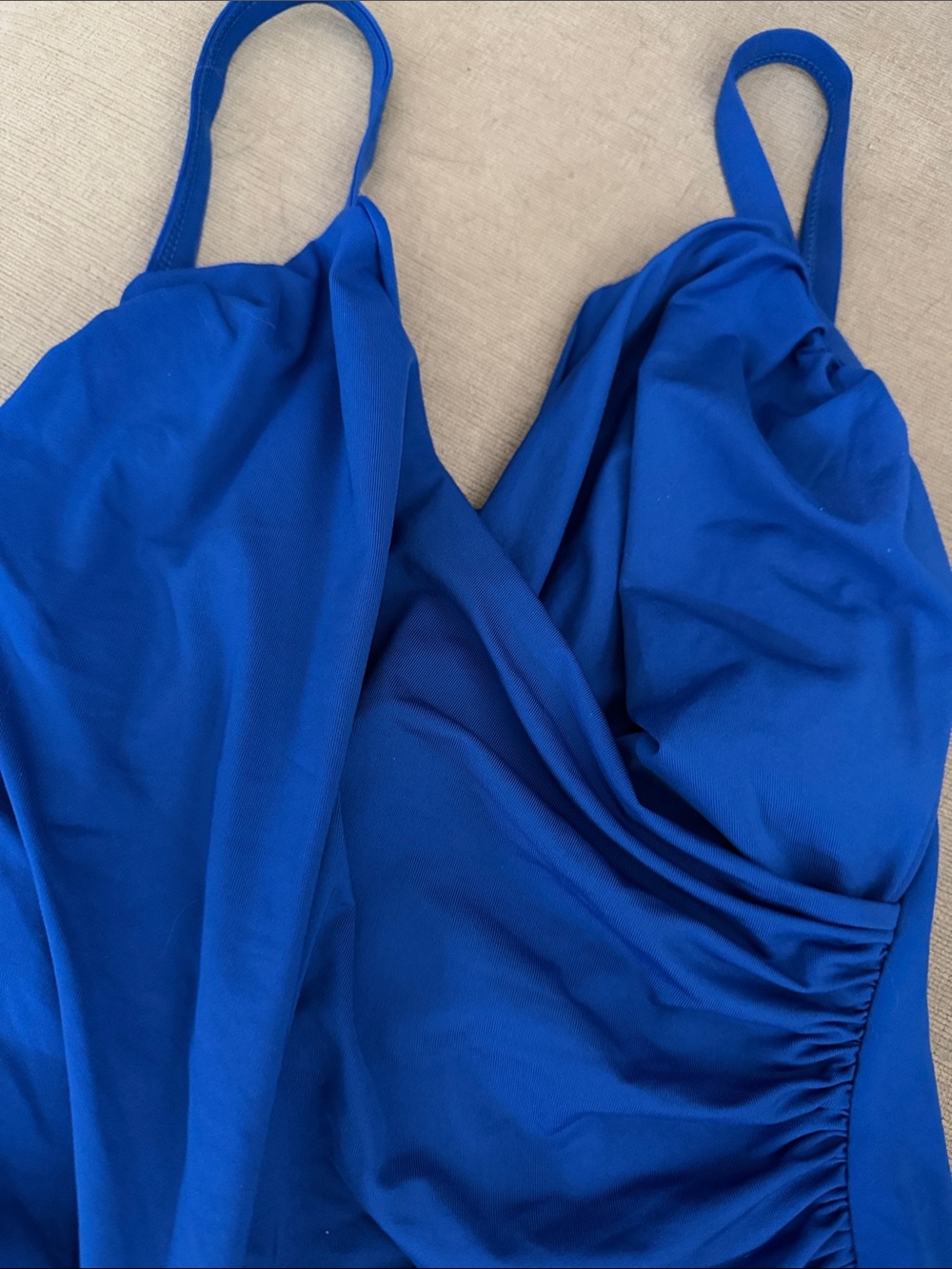 JANTZEN blue ruched one piece swimsuit